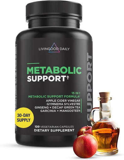 [BRSROEI6OV5AAYLO] Livingood Daily Metabolisme Booster for Women & Men, Metabolic Dukung (120 Vegetarian Capsules) - Metabolisme Tambahan Boost Support Digetical & Heart Health - Non-GMO, Gluten- Free, & Vegan