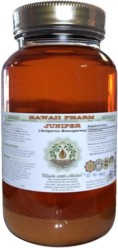 [BRSWKEYHOYNB6GAV] Juniper Alcohol- Free Liquid Extract, Organic Juniper (Juniperus Monosperma) Dried Berry Glycerite Hawaii Pharm Natural Herbal Supplemen 32 oz Unfiltered