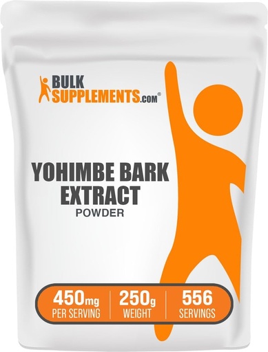 [BRSWG2YOPIJRED3L] BulkSupplements.com Yohimbe Extract Powder - Yohimbe Bark Extract - Herbal Supplement, Gluten Free, 450mg per Serving, 250g (8.8 oz) (Pack of 1)