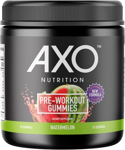 [BRSROCAPO4PRUA3A] Pre-Workout Energy Gummies, Watermelon Flavor, 75 Gummies, 1 Count Caffeine, Alpha GPC, B12, Chromium Picolinate, L-Theanine, Vegan, Non-GMO, Nut-Free, Gluten-Free