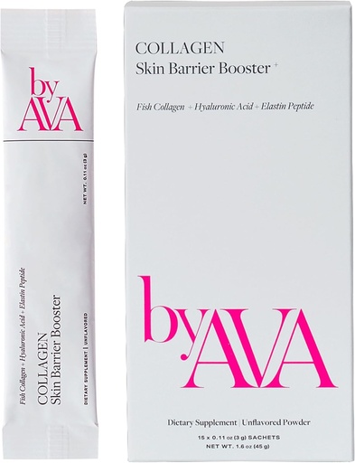 [BRSROHAPC4IBMFLV] byAVA Marine Collagen Powder Skin Barrier Booster | Unflavored Fish Collagen Peptides with Elastin, Hyaluronic Acid, Biotin & Vitamin C | 15 Travel Stick Packets