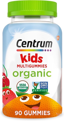 [BRSW2YI5AQPA4ELO] Centrum Lasten Luomu Multigummies, Lapset Multivitamiini Gummies, Luomu Multivitamiini lapsille Essential Nutrients Immuuneja, Lihastoiminta, ja aivojen terveys - 90 Count