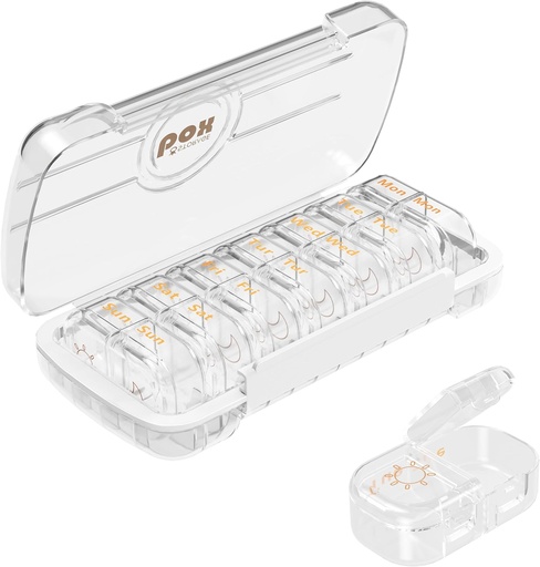 [BRSROH3RDECGKDTJ] HBlife Weekly Pill Organizer and Dispenser 2 times a day, Daily AM and PM Travel Pill Box Container 7 Days for Vitamins, Medication, Supplements and Fish Oil, Dusttable Medicine Divider Case (Clear)