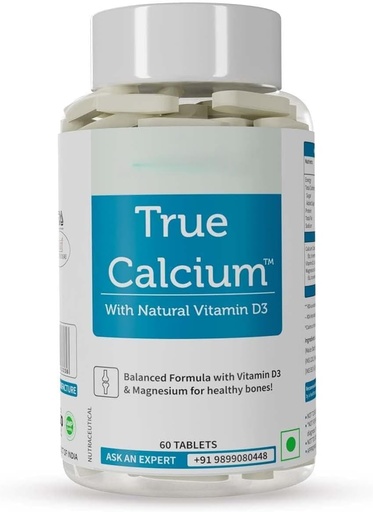 [BRSROAY7CMNQID34] Calcium 1000mg Supplement für Männer und Frauen mit pflanzlichem Vitamin D3 & natürlichem Magnesium für gesunde Gelenke - 60 Vegan Tabletten