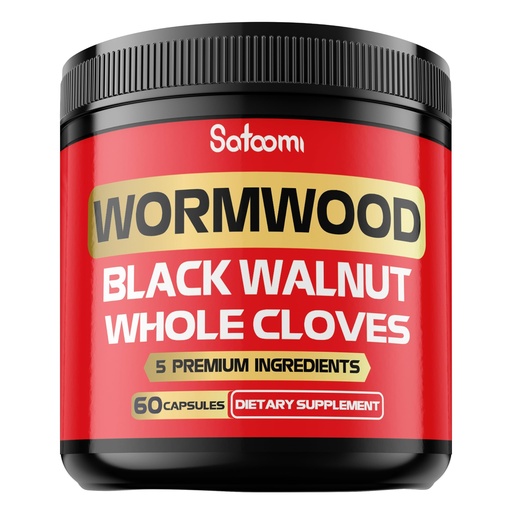 [BRSRAZT4AABBUYL5] Satoomi 5 in 1 Wormwood Capsules Supplement - Extracted from Black Walnut, Whole Cloves, Turmeric and Berberine HCl - Immune System & Digestion Health - 60 Capsules