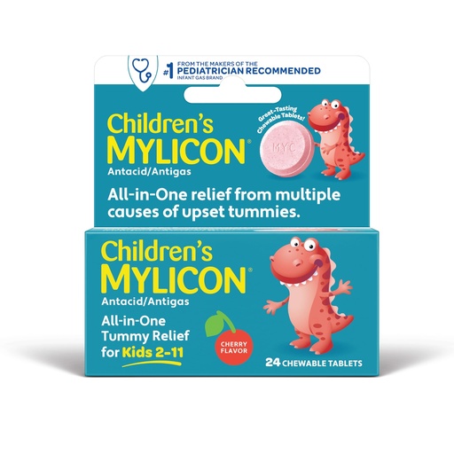 [BRSWGELQBB5BQAL2] MYLICON Children's Tummy Relief for Kids, 24 Cherry Flavored Chewable Tablets