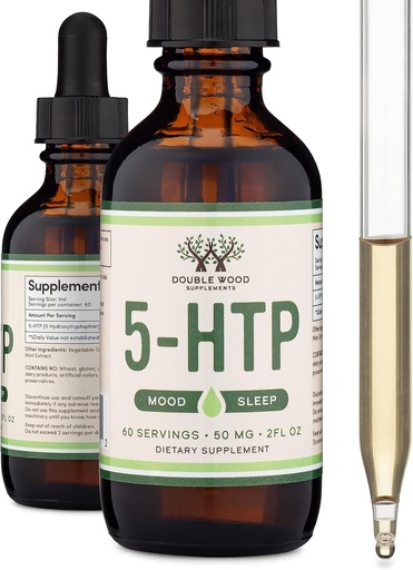 [BRSRMYAOCFYWACDZ] 5 HTP Líquid deixa anar - Més Absorbable i efectiu que 5 HTP Capules (60 Servings de 50mmg 99% + 5- HTP) Sertonin suplementari per a Momod, Dorm i relaxació per doble Wood