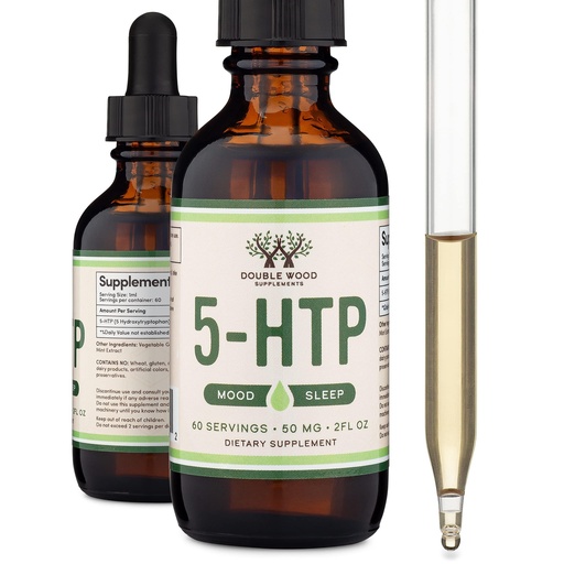 [BRSRMYAOCFYWACDZ] 5HTP Liquid Drops - More Absorbable and Effective Than 5 HTP Capsules (60 Servings of 50mg 99%+ 5-HTP) Serotonin Supplement for Mood, Sleep, and Relaxation by Double Wood