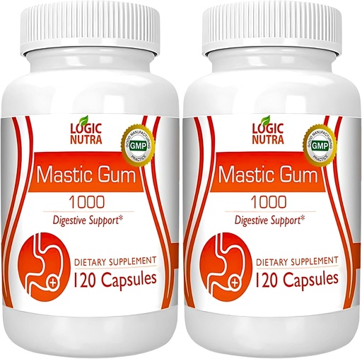 [BRSROFD2OQPBS3TD] Mastic Gum Capsules - Natural Gastrointestinal Support Suplemento, 1000mg Por Serving - 120 Capsules (2 Botellas)