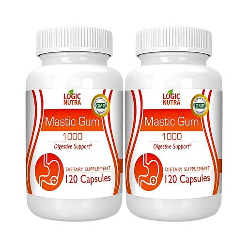 [BRSROFD2OQPBS3TD] Mastic Gum Capsules - Natural Gastrointestinal Support Supplement, 1000mg Per Serving - 120 Capsules (2 Bottles)