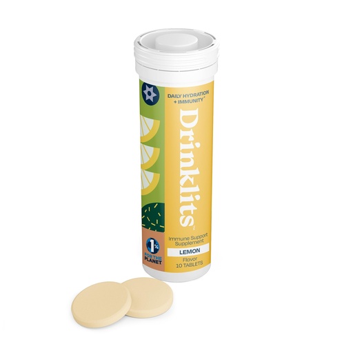 [BRSROBT5OYNAA3LJ] Drinklits Lemon Daily Immune Support Tablets | 0g Sugar - Vitamin C - Electrolytes - Botanical Blend | Single Tube (10 Tablets/Servings)