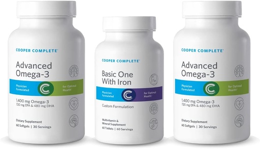 [BRSWKE3RDIMGKAL2] Cooper Complete - Basic One Multivitamin with Iron - Daily Multivitamin and Mineral Supplement Plus Fish Oil Suplemento - 60 Day Supply