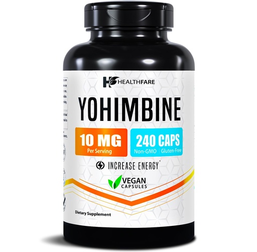 [BRSRMCYPAVYQ4DY4] Healthfare Yohimbine HCL 10mg | 240 Vegan Capsules | Maximum Strength Formula | Non-GMO & Gluten-Free | Made in USA