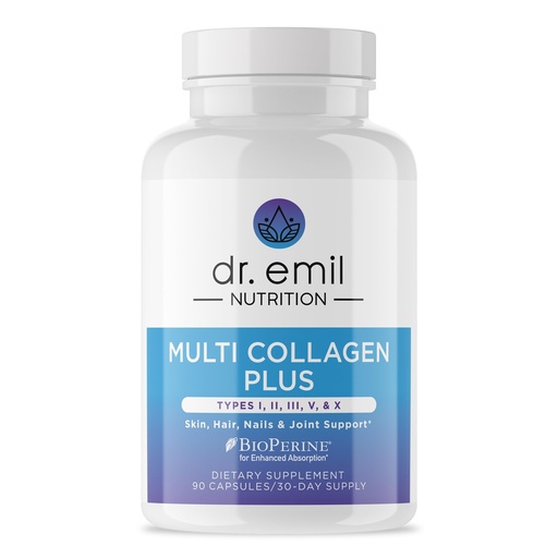 [BRSWGAQQCIBRMEI6] Dr. Emil Nutrition Multi Collagen - Hydrolyzed Collagen Supplement - Types I, II, III, V & X - Hair, Skin, Nails & Joint Support - Non-GMO & Gluten-Free - 90 Capsules