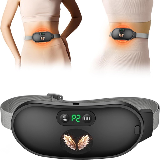 [BRSRAGA7AANRSYDZ] Šildymo Pad laikotarpio rampos, Greitas šildymas su 6 Šilumos lygiai ir 6 Masažas Modes, Nešiojamas Cordless Menstrual Šildymo Pad, Atgal arba Belly laikotarpis Masažas moterų ir mergaičių, Juoda