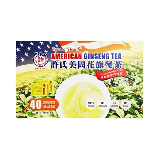 [BRSWIYTYOZ5AM3LM] Hsu’s American Ginseng Tea Bags | 100% Wisconsin-Cultivated Caffeine Free, Vegan, Gluten Free Herbal Wellness Tea- 40 bags