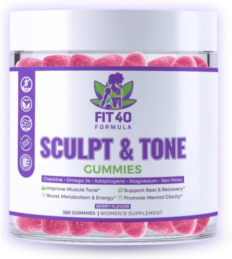 [BRSROCD5BN7GGHLL] Sculpt & Tone Gummies for Women 40+ | Creatine, Magnesium, Tart Cherry & Sea Moss | Peri-Menopause Support, Energy & Post‑Workout Recovery | 150 Vegan Gummies