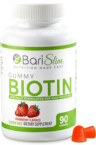 [BRSWGGT6OV6WC23A] BariSlim Bariatric Vitamin Biotin Gummier - Spesialformulert Gummy Vitamin for pasienter etter vekttap Kirurgi - lett å digestere og store smakende frukt flavorer | 90 frukt Chews