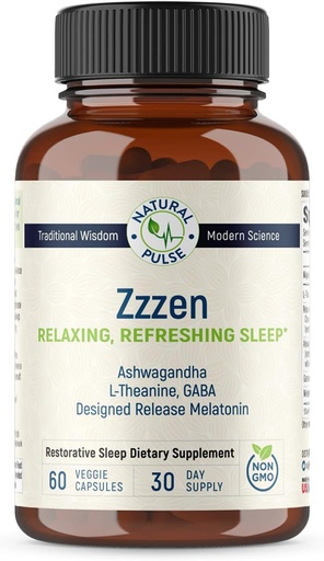 [BRSW2BDRPMCWCH3H] Zzzen, Relaxing Refreshing Sleep, Relieves Stress and Improves Mood, L-Theanine, Ashwagandha, GABA, Melatonin with Botanical Blend, NonGMO, Sleep Aid & Supplement for Adults, 60 Caps
