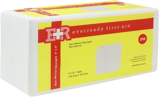 [BRSWGFDYCUPAG3QY] Ever Ready First Aid Non-Woven Sponges, 4" x 4", 4 Ply - 200 Count