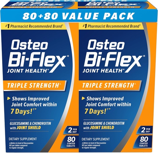 [BRSWIYLZBIJQKYDU] Osteo Bi- Flex Triple Kekuatan Kembar, 80 Count, 2pack
