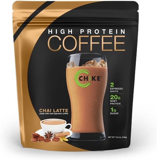 [BRSRMCYYOEPWEAAY] Chike Chai Latte High Protein Iced Coffee, 20 G Protein, 2 Shots Espresso, 1 G Sugar, Keto Friendly and Gluten Free, 14 Sluhy (16 Ounce)