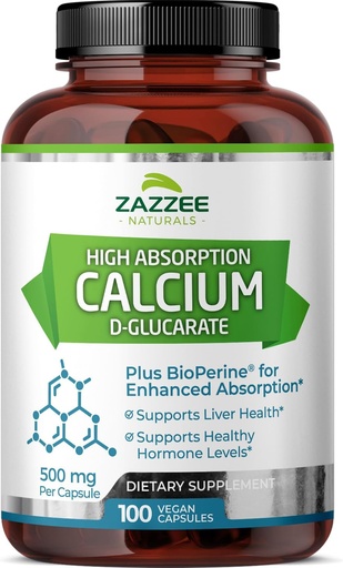 [BRSROHY3OENA4ETO] Zazzee High Absorption Calcium D-Glucarate, 500 mg per Capsule, 3 mg BioPerine for Enhanced Absorption, 100 Vegan Capsules, Plus Broccoli 10:1 Extract, 100% Vegetarian, CDG, All-Natural and Non-GMO