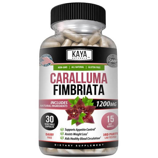 [BRSRMGQRA4BQ2EQ2] Kaya Naturals - Caralluma Fimbriata 1200mg High Potency Supplement | Maximum Strength Natural Endurance Support, Vegetarian Capsules (30 Count)