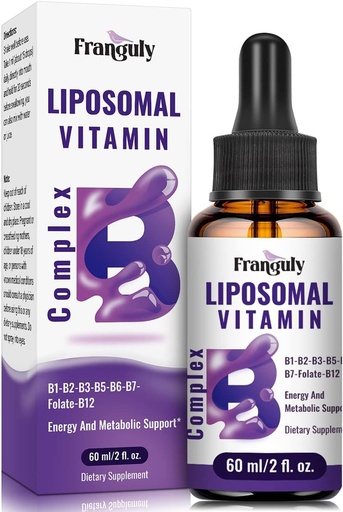 [BRSRMFIZAUORYCD3] Complex Liposomal Vitamina B Complex lichid sublingual B Suplimentul vitaminelor B pentru femei Absorbție îmbunătățită B12,B1, B2, B3, B5, B6,Folate,Biotina pentru energie și suport imun-2.0 oz