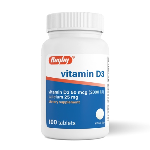 [BRSWYHA5C4DQKF3H] Rugby Vitamin D3 2000 IU (50 mcg) - Gluten-Free Daily Vitamin D Dietary Supplement for Bone, Teeth, and Immune Health 100 Tablets