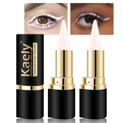 [BRSRAGA7BNYBG3TG] Kaely 2Pcs Quartz Queen White Gel Eyeliner Pencil, Natural Cream Eye Liner Waterproof Smudge Proof, Matte Waterline Eyeliner Eyeshadow Stick, Brighten Eye Makeup, Vegan & Cruelty-Free