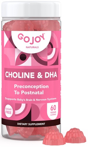 [BRSROGTQDMMAE2T7] GOJOY NATURALS Prenatal Gummies with Choline & DHA - Preconception, Pregnancy & Postnatal Vitamins for Women - Choline 250mg + DHA 150mg - Vegan, Sugar-Free, Non-GMO