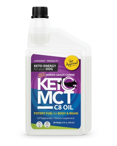 [BRSWGEL4PMBR42Q6] LifeSense C8 MCT Oil for Dogs | Sourced from Coconut Oil | Dog Optimal Fuel for The Brain and Body | Human Grade | Non-GMO| Keto-Friendly, Made in USA by PhD Nutrition, 32 oz
