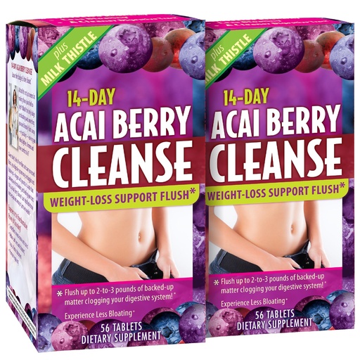 [BRSWIYICPIPAY3T4] Applied Nutrition 14-Day Acai Berry Cleanse - 56 Tablets, Pack of 2 - Weight-Loss Support Flush + Milk Thistle - 56 Servings