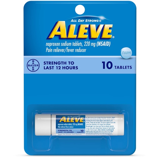 [BRSWIHACCMBWMELI] Aleve Tablets with Naproxen Sodium 220mg NSAID Pain RelieverFever Reducer, 10 Count