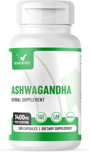 [BRSRMGQ5DEGQYEY6] Ashwagandha w/Black Pepper Extract - 1400mg (100 Caps) 