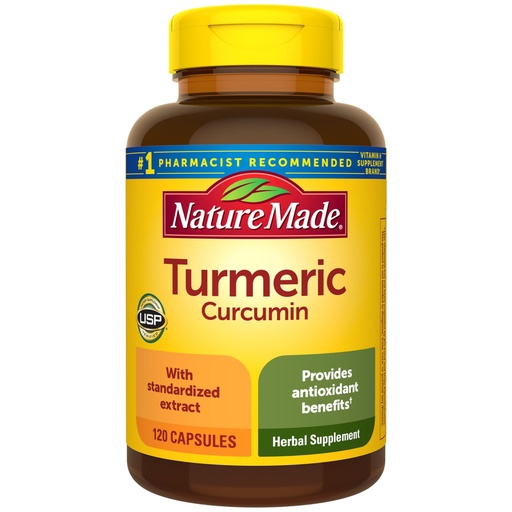 [BRSWGZQYBMFBQYDX] Nature Made Turmeric Curcumin 500 mg, Turmeric Curcumin Supplement for Antioxidant Support, Herbal Supplements, 120 Capsules, 120 Day Supply