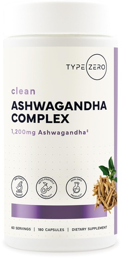 [BRSROZIDPMMAOADX] Type Zero KSM-66 Ashwagandha Root Extract 1,200mg, 60 Servings - High Potency 5% Withanolides - with Turmeric, Rhodiola Rosea and BioPerine Black Pepper Extract - 180 Veggie Caps