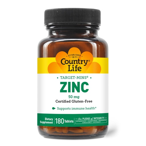 [BRSWIY37AEBGKAY3] Country Life Target-Mins Zinc 50 mg 180 Tablets - Zinc Supplements for Immune Health - Zinc 50mg - Zinc Support