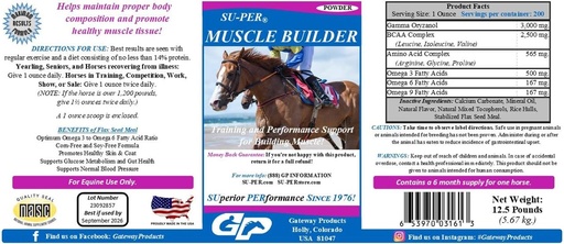 [BRSWIZT3B5YR4EAV] SU-PER Muscle Builder Horse Supplement - Training and Performance Support for Exercising Muscle - 12.5 Pound, 6 Month Supply