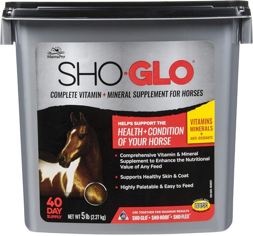 [BRSWIYQLPIMWKELA] Manna Pro Sho-Glo Supplement for Horses | Complete Vitamin & Mineral Supplement for Healthy Skin & Coat | 5 Pounds