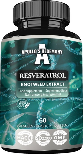 [BRSRAZQ7PIARMDIZ] APOLLO'S HEGEMONY Resveratrol High Dose 400 mg - 60 Vegan Capsules - 2 Months Supply - 98% Trans-Resveratrol from Japanese Knotweed Extract - Natural Antioxidant