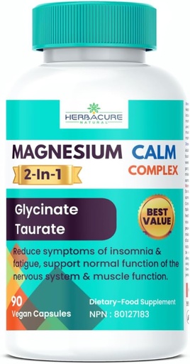 [BRSRAZYRO54GGCAU] Magnesium CALM Complex 2 in 1 Glycinate and Taurate 90 units USA sourced ingredients Only New 2024
