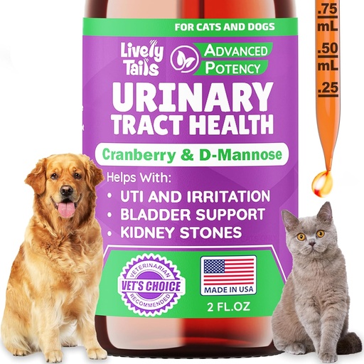 [BRSRAHYRAEMRMD37] Doğal Köpek ve Kedi UTI, Cranberry & D-Mannose ile tedavi, Bladder, Kidney, Incontinence Destek, Köpekler için Sağlıklı Urinary Tract, En İyi Kedi Urinary Tract Enfeksiyon Tedavisi, Easy-Use Drops, 2 ozz