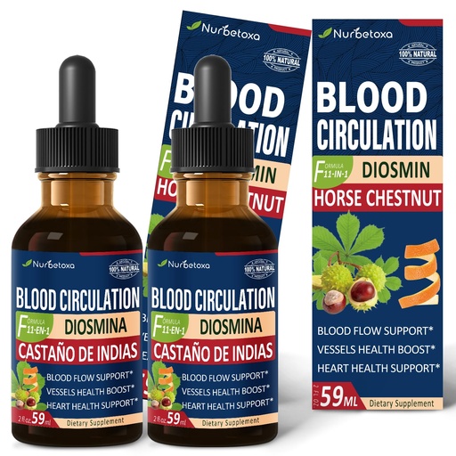 [BRSROCQ2CQPA4D3K] Blood Circulation Drops, Nitric Oxide Supplement for Blood Flow, Pressure & Heart Health W/Horse Chestnut Extract Liquid. Castaño de Indias y Diosmina para la Circulacion y Varices. 4 oz