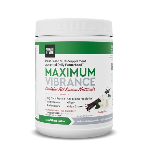 [BRSWIEYQPIPRWA32] Vibrant Health, Maximum Vibrance, Complete Vegan Meal Shake with Plant-Based Protein, Vanilla Bean, 15 Servings