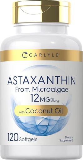 [BRSRMBQ5C4IRMDTJ] Carlyle Astaxanthine 12mg. 120 Softgels. Supplément de Microalgues avec de l'huile de coco.