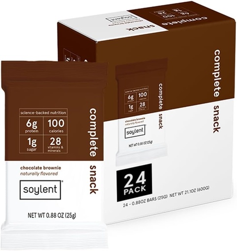 [BRSWYBI5PIBGAA3F] Soylent Snack Mini Protein Bars - Chocolate Brownie, 1g sugar, Protein Bars, Gluten Free, 6g of Vegan Energy - 24 count