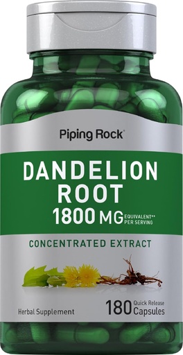 [BRSWIFDQAYPGEYI3] Piping Rock Dandelion Juurkapslid | 1800mg | 180 Count | Herbal Supplement | Concentrated Extract | Gluteenivaba, Non-GMO