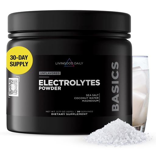 [BRSROYITO4CGGG36] Livingood Daily Electrolytes Powder, Electrolytes Hydration Powder with Magensium, Potassium, Sea Salt and Coconut Water Sugar Free Electrolyte Drink Mix, Keto, Gluten Free, Unflavored, 30 Servings